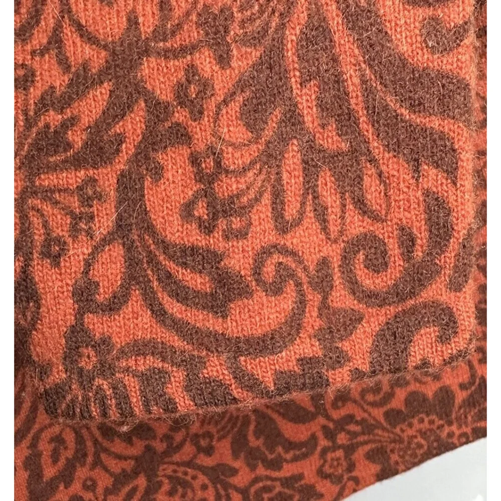 Vintage Jillian Jones Cardigan Sweater Womens Large Rust Brown‎ Paisley Buttons